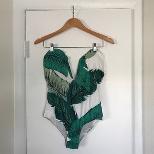 Palm Tree Strapless One Piece Bathing Suit